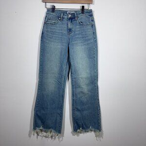 Bayeas Womens High Rise Wide Leg Frayed Hem Jeans Size 25 Light Wash